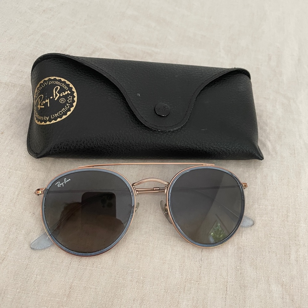 Blue ROUND DOUBLE BRIDGE Ray-Bans
